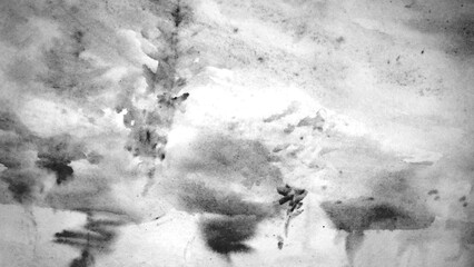 Ink wash texture. Abstract black ink. Watercolor illustration