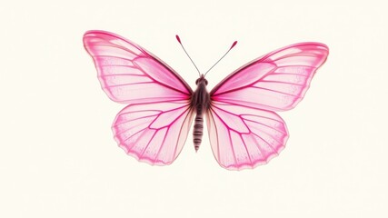 Delicate Pink Butterfly Wings Isolated on White Background