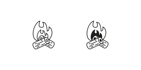 Bonfire set icon with white background vector stock illustration
