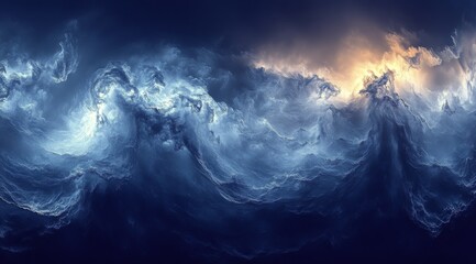 Fototapeta premium Dynamic blue cloud formations in a vast cosmic space setting
