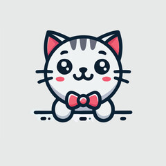 logo cute cat, vector, illustration