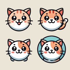 logo cute cat, vector, illustration