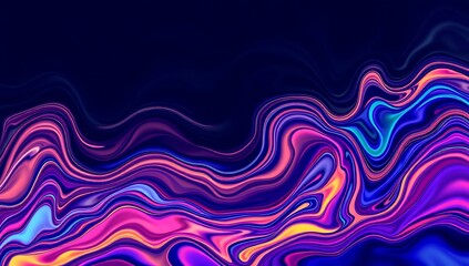 Abstract Vibrant Swirling Neon Paint Wave Design