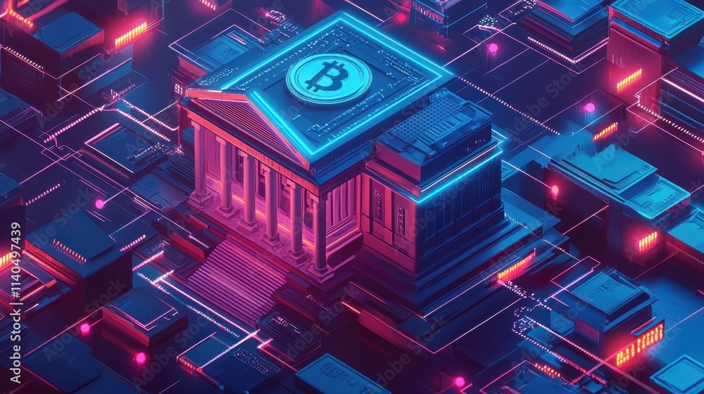 Poster digital concept of blockchain technology enhancing financial systems and security in modern transact