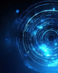 Fototapeta premium Abstract Technology Background with Circular Patterns and Electric Blue Light Effects, Ideal for Digital Concepts and Futuristic Designs in Various Applications
