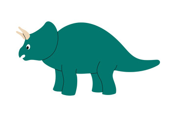 Cute dinosaur triceratops character. Design element for print, greeting card, invitation, book