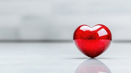 Fototapeta premium Shiny red heart on a blurred background.