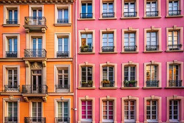 Lyon Pink Building Facade, French Architecture, Pastel Building Exterior, Cityscape Photography, Building Front,  Architectural Detail,  Rose-Colored Building,  Lyon France,  Urban Photography