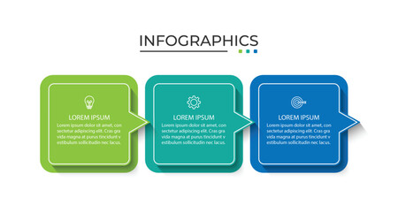 Design template for vector infographic labels with icons and 3 options or steps.