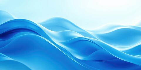 Fototapeta premium Abstract Blue Wave Background, Smooth Flowing Curves, Serene Design