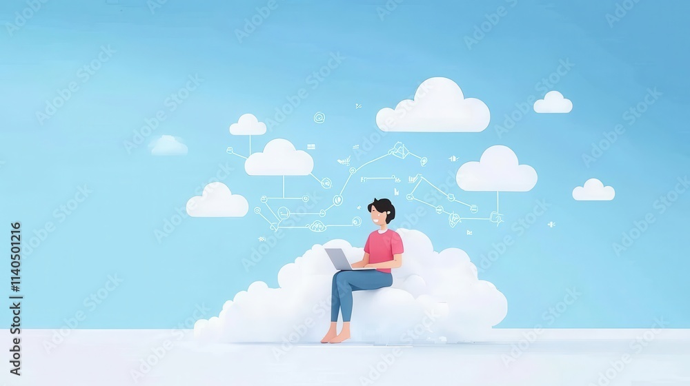 Poster worker interacting with cloud-based ai system for enhanced productivity in a modern digital workspac