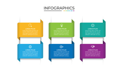 Design template for vector infographic labels with icons and 6 options or steps