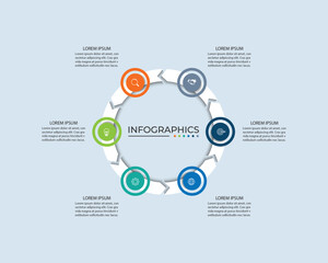 Vector infographic label design with circle 6 options or steps.