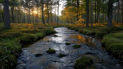 Fototapeta premium Idyllic countryside with a flowing stream