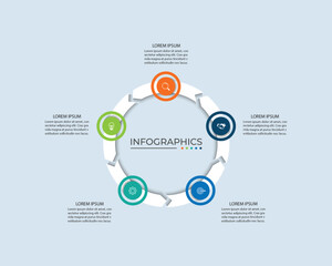 Fototapeta premium Vector infographic label design with circle 5 options or steps.