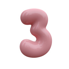 Pink bubble font. Inflated alphabet 3D ballon letters and numbers. Vector set. Vector illustration