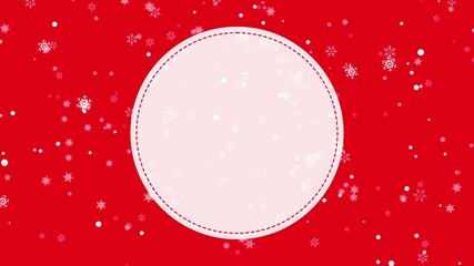 christmas red background with snowflakes falling and round frame animation, winter holiday and new year sale copy space social media motion design element - Powered by Adobe
