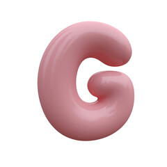Pink bubble font. Inflated alphabet 3D ballon letters and numbers. Vector set. Vector illustration