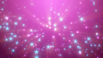 Abstract glowing pink stars on a dark purple background, creating a soft, dreamy effect with radiant light beams