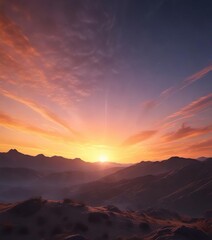 Gradual transition from blue to orange hues with speeding light rays across the sky, sky, movement, orange