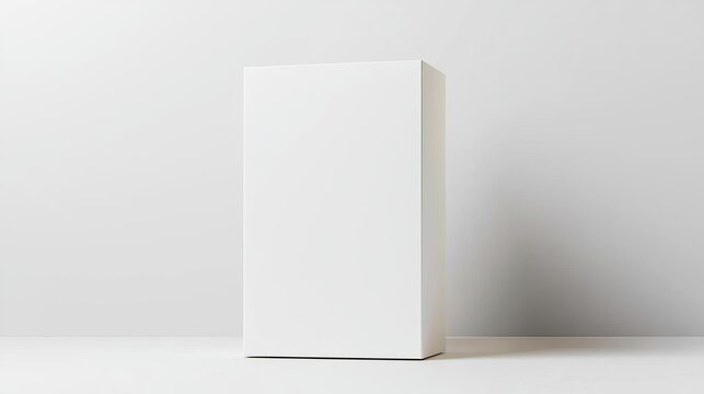 Classic cereal box with a blank white surface, standing upright on a seamless white background