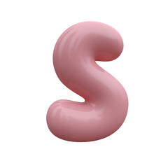 Pink bubble font. Inflated alphabet 3D ballon letters and numbers. Vector set. Vector illustration
