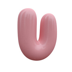 Pink bubble font. Inflated alphabet 3D ballon letters and numbers. Vector set. Vector illustration