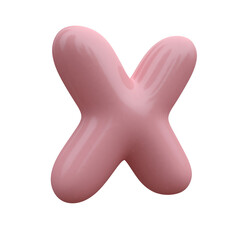 Pink bubble font. Inflated alphabet 3D ballon letters and numbers. Vector set. Vector illustration