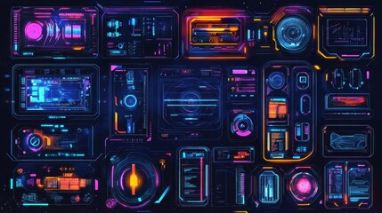 Obraz premium A curated selection of modern HUD frames that enhance user experience and engagement.