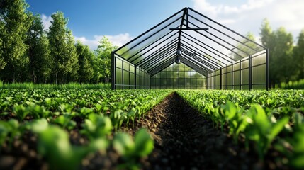 Gardening action in a greenhouse vibrant nature scene plant growth photography serene environment low angle view sustainable concept