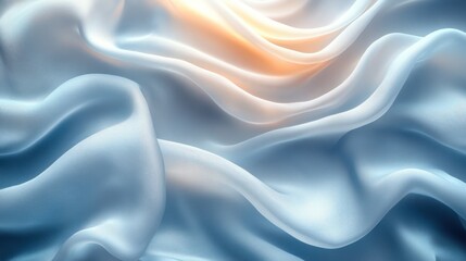 Fototapeta premium Abstract light blue silk fabric texture with soft waves and highlights.