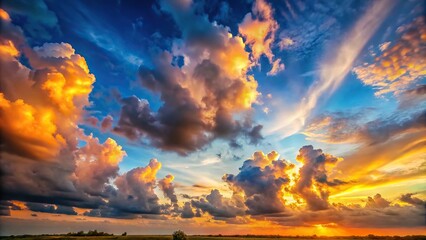 Fototapeta premium sunset sky and cumulus congestus clouds in summer season