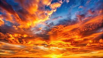 Obraz premium Sunset sky with orange clouds