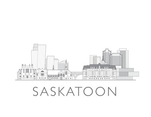 Saskatoon skyline cityscape vector illustration