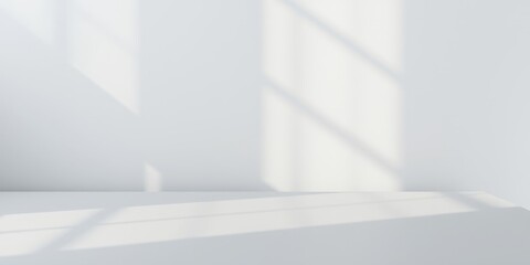 Minimalist White Room with Light and Shadow Display