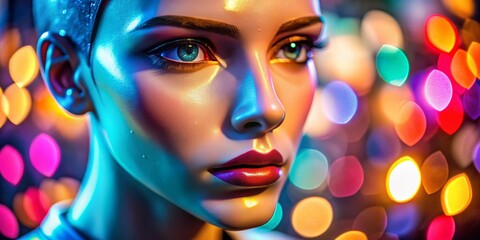 Fototapeta premium Macro Photography: Display Dummies - Close-up Details of Mannequin Heads, Realistic Plastic Mannequin Faces, Detailed Texture of Mannequin Skin, High-Resolution Mannequin Photography