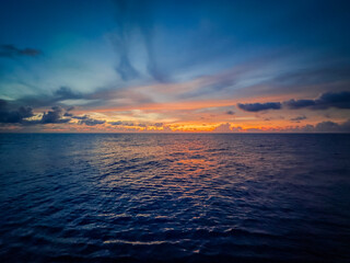 Sunset time on middle of Indian Ocean