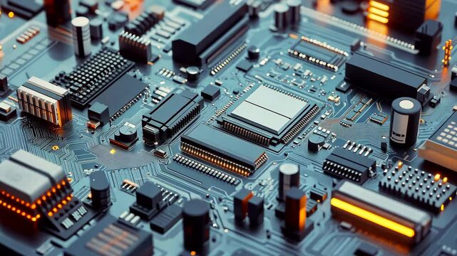 An intricate circuit board with various components and chips.