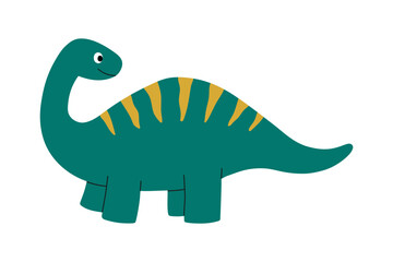Cute dinosaur character. Design element for print, greeting card, invitation, book