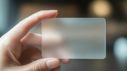 Mockup showcasing a hand gripping a translucent rounded corner card.