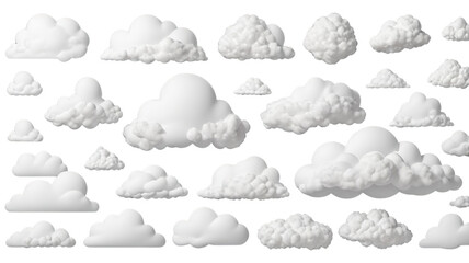 Fototapeta premium Fluffy Cloud Frame Borders Set, Isolated