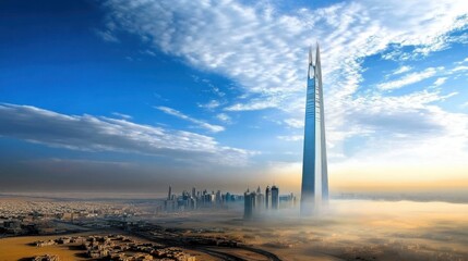 Fototapeta premium Stunning daytime landscapes showcasing the Riyadh skyline.