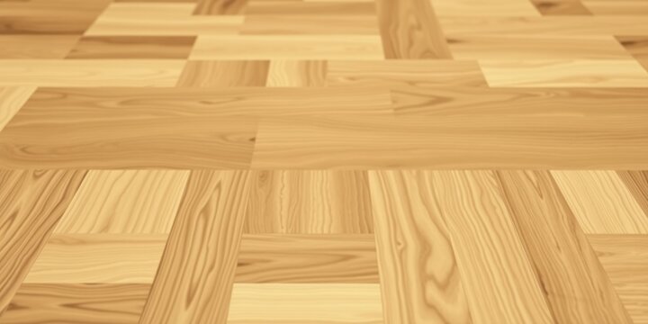 High-quality image of light brown wood parquet flooring showing a complex pattern of rectangular pieces