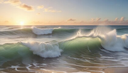 Fototapeta premium Peaceful ocean waves on a soft cream background, ocean, calm, texture
