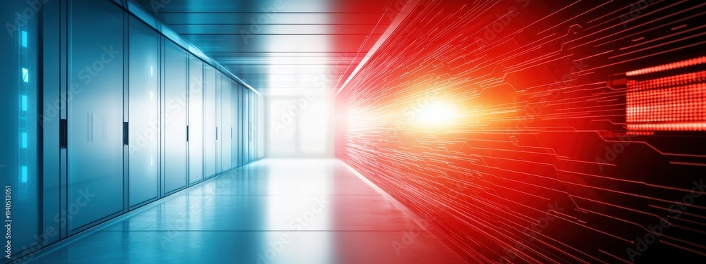 Aufkleber futuristic data center corridor with bright light effects and technology elements representing data 