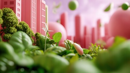 Fototapeta premium Sustainable urban growth cityscape 3d visualization green environment close-up eco-friendly concepts