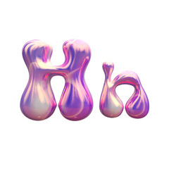 Purple blue plastic 3D balloon bubble letter H, latex glossy texture