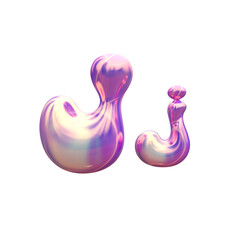 Purple blue plastic 3D balloon bubble letter J, latex glossy texture
