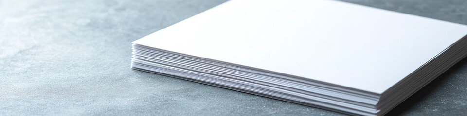 Stack of blank white papers on textured surface
