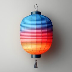 Obraz premium Colorful paper lantern hangs against a light background illuminating the decor
